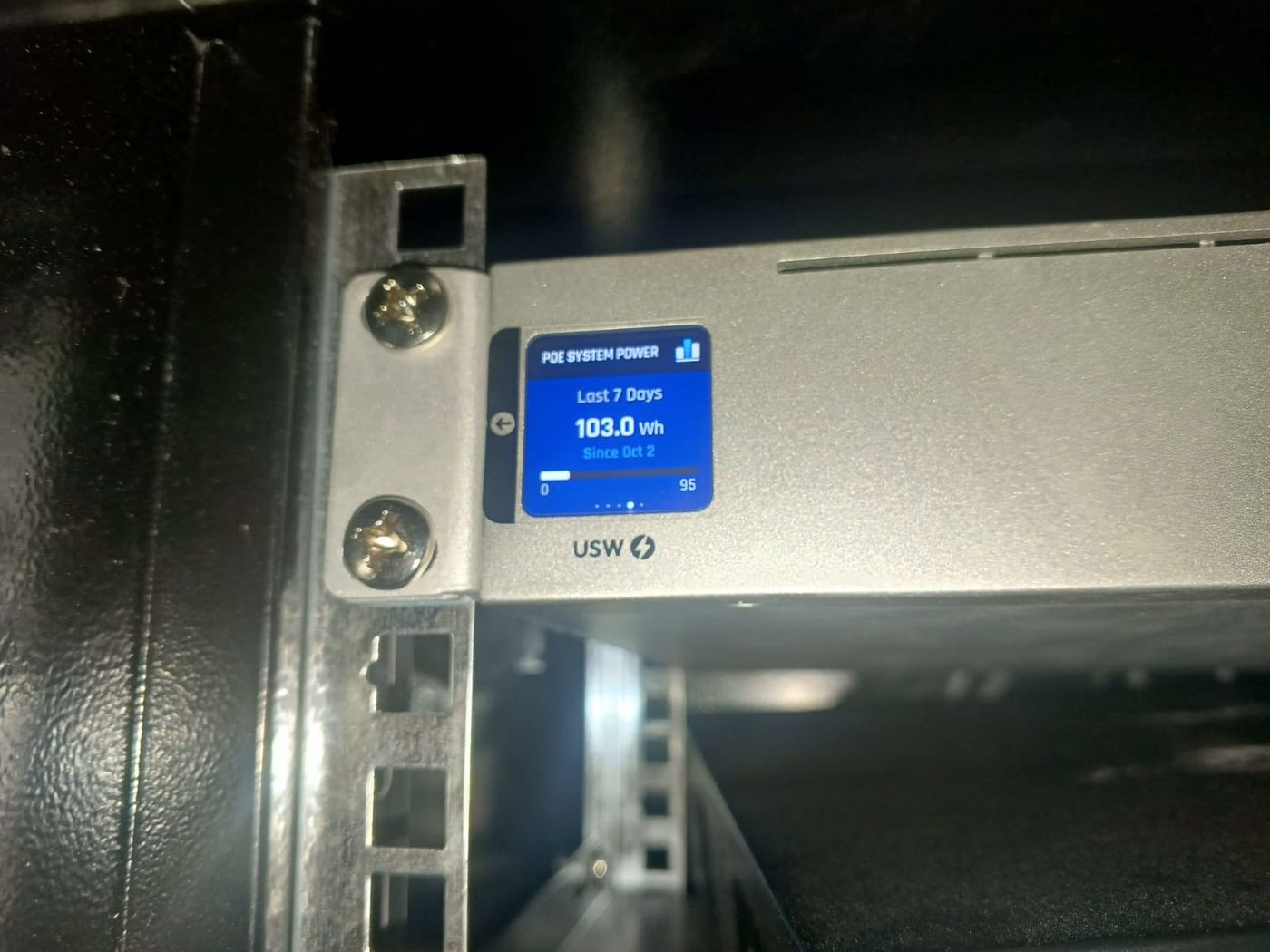 Pantalla de consumo PoE en switch Ubiquiti